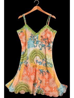 VTG 90s Pepper Mesh Sheer Beaded Trim Cami Top Sz M Fairy Y2K Boho Euro Italian